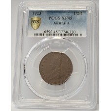 AUSTRALIA 1923 . HALF 1/2  PENNY . PCGS XF45